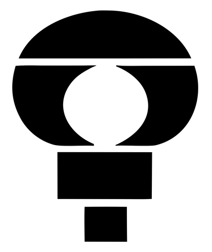 Negative Space Circle Bulb Icon #ffffff/#000000