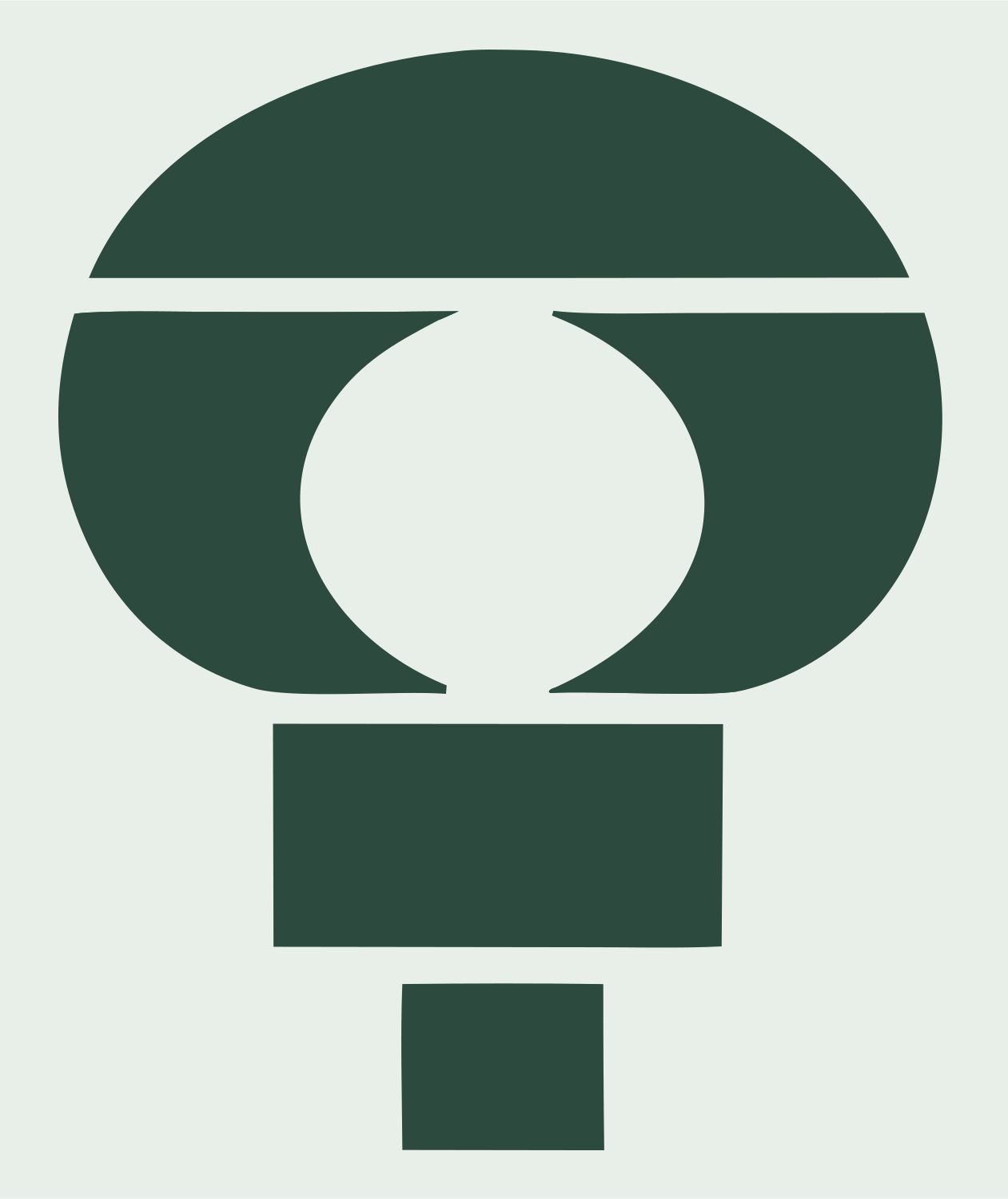 Negative Space Circle Bulb Icon #e8efe9/#2d4a3e