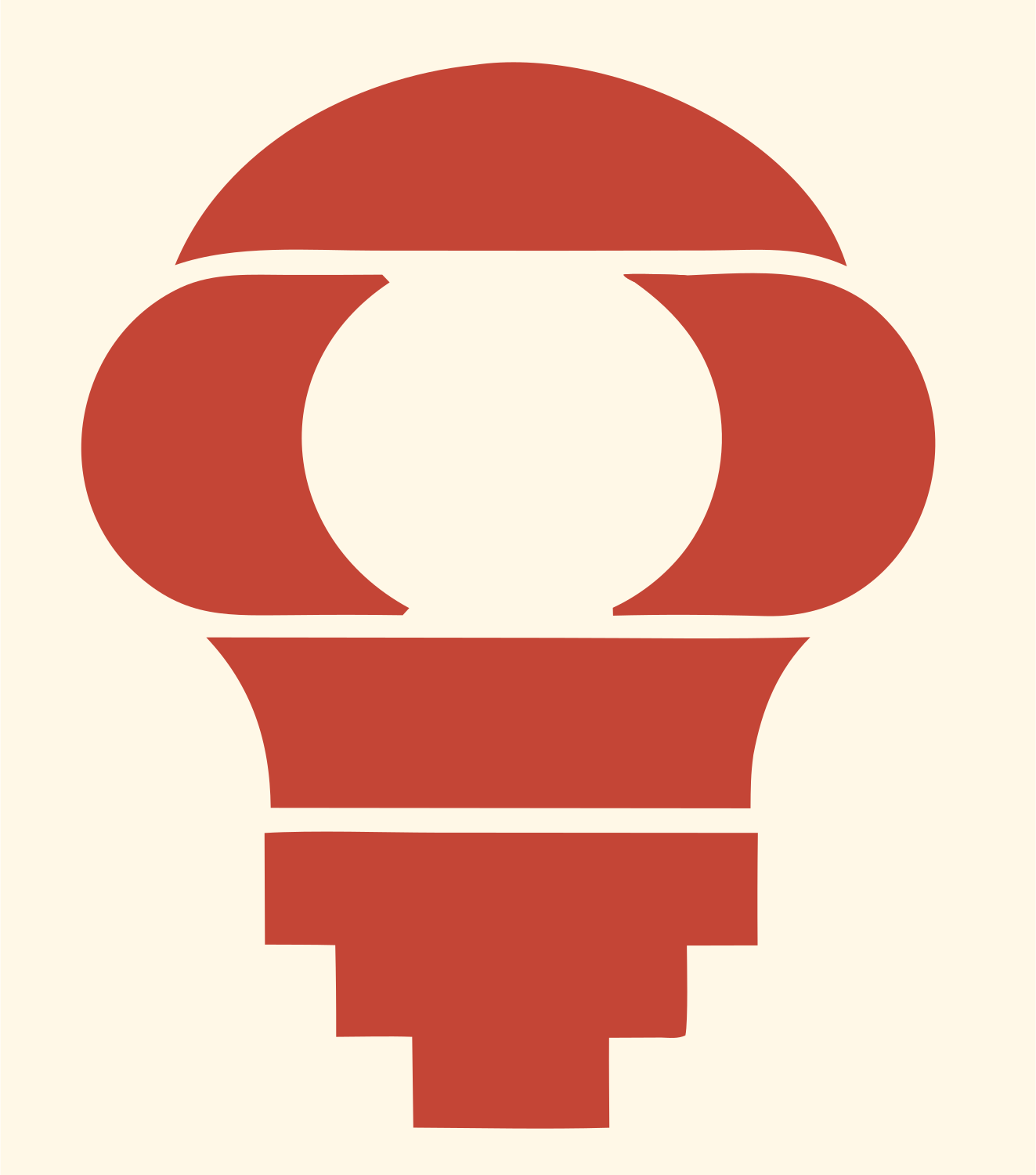 Chunky Light Bulb Stepped Emblem #fff8e7/#c44536
