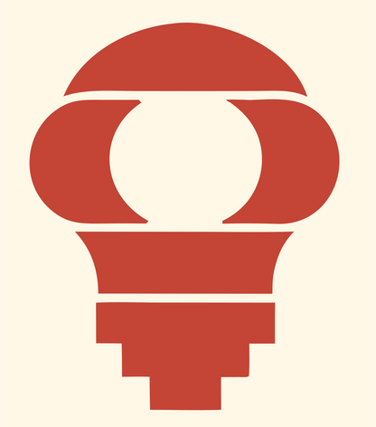 Chunky Light Bulb Stepped Emblem #fff8e7/#c44536