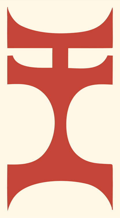 Geometric Hourglass Loupe Mark #fff8e7/#c44536