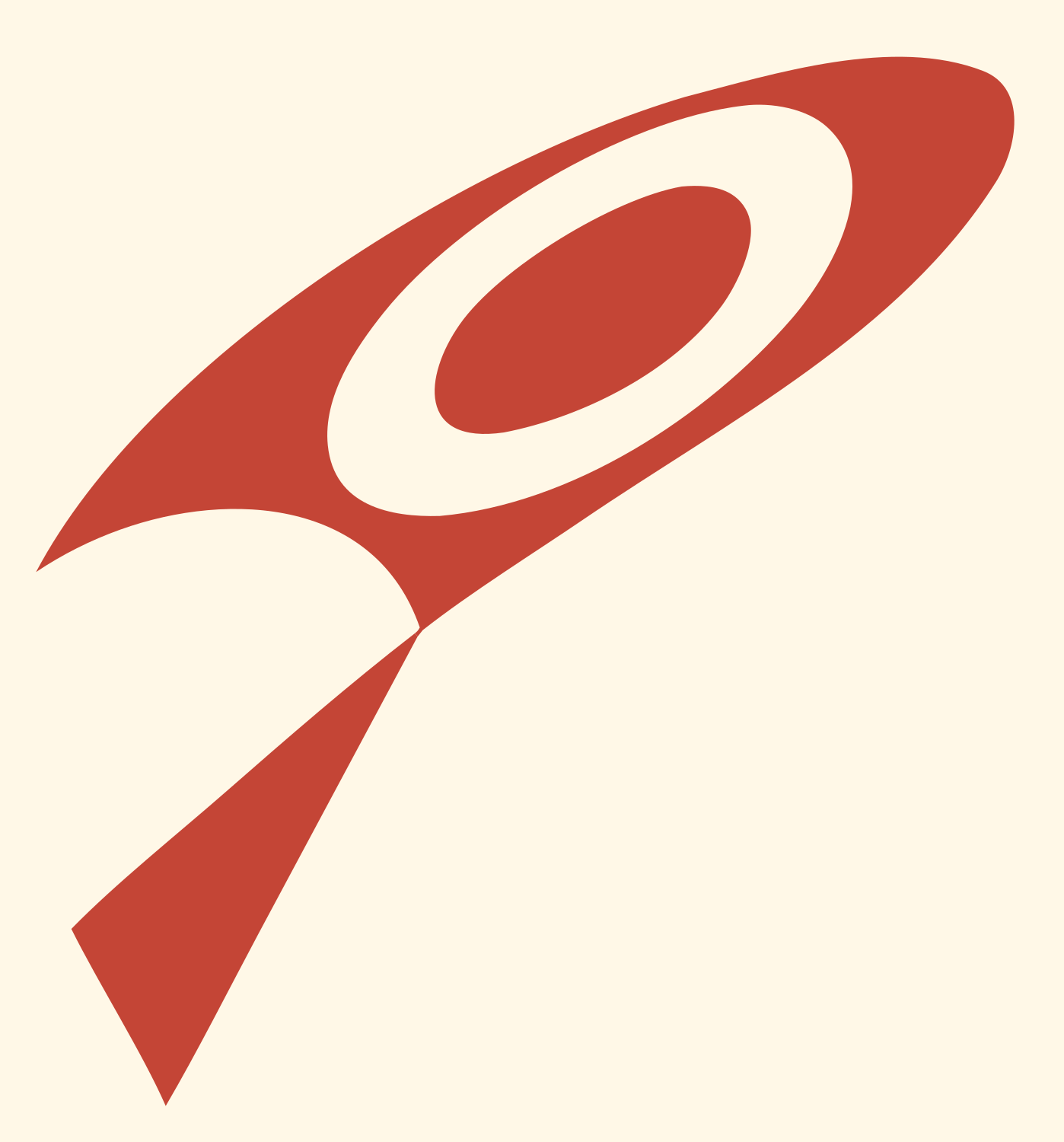 Geometric Loupe Rocket Crest #fff8e7/#c44536