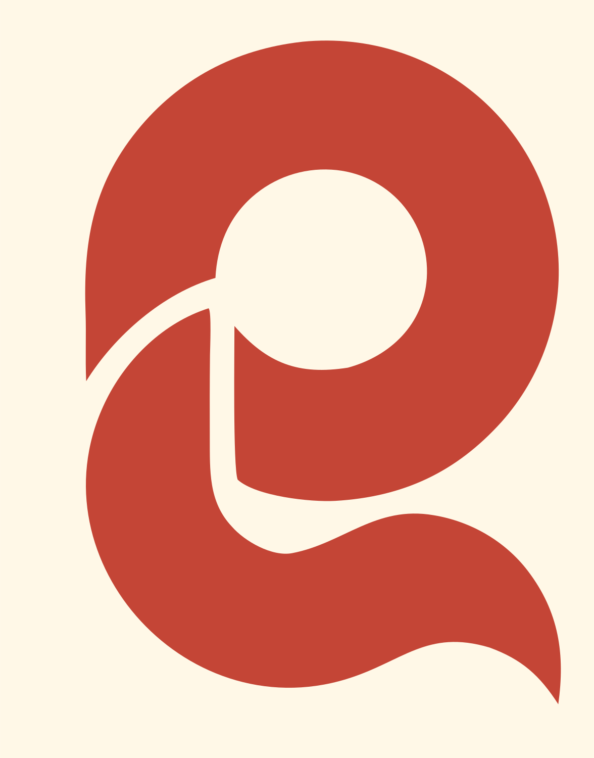 Negative Space Magnifier Letter Icon #fff8e7/#c44536