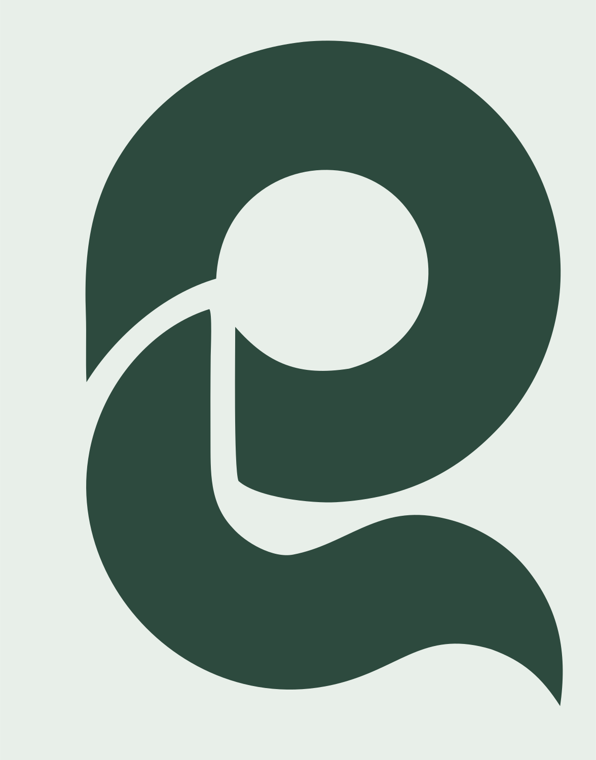 Negative Space Magnifier Letter Icon #e8efe9/#2d4a3e