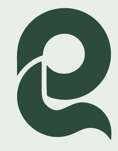 Negative Space Magnifier Letter Icon #e8efe9/#2d4a3e