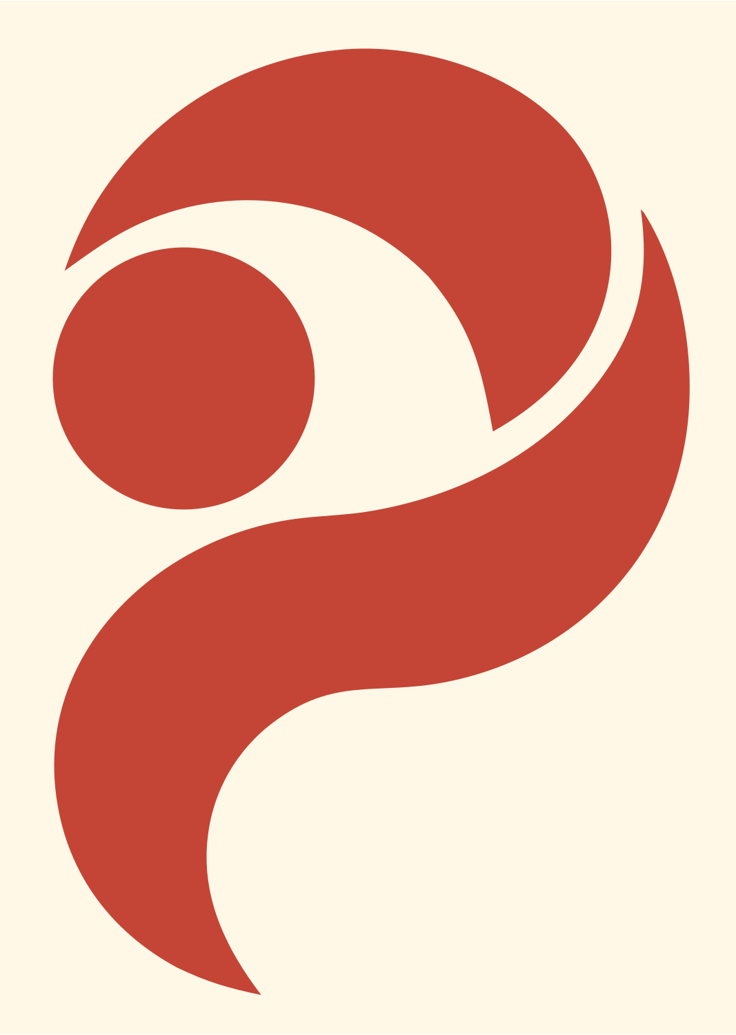 Fluid Swirl Loupe Mark #fff8e7/#c44536