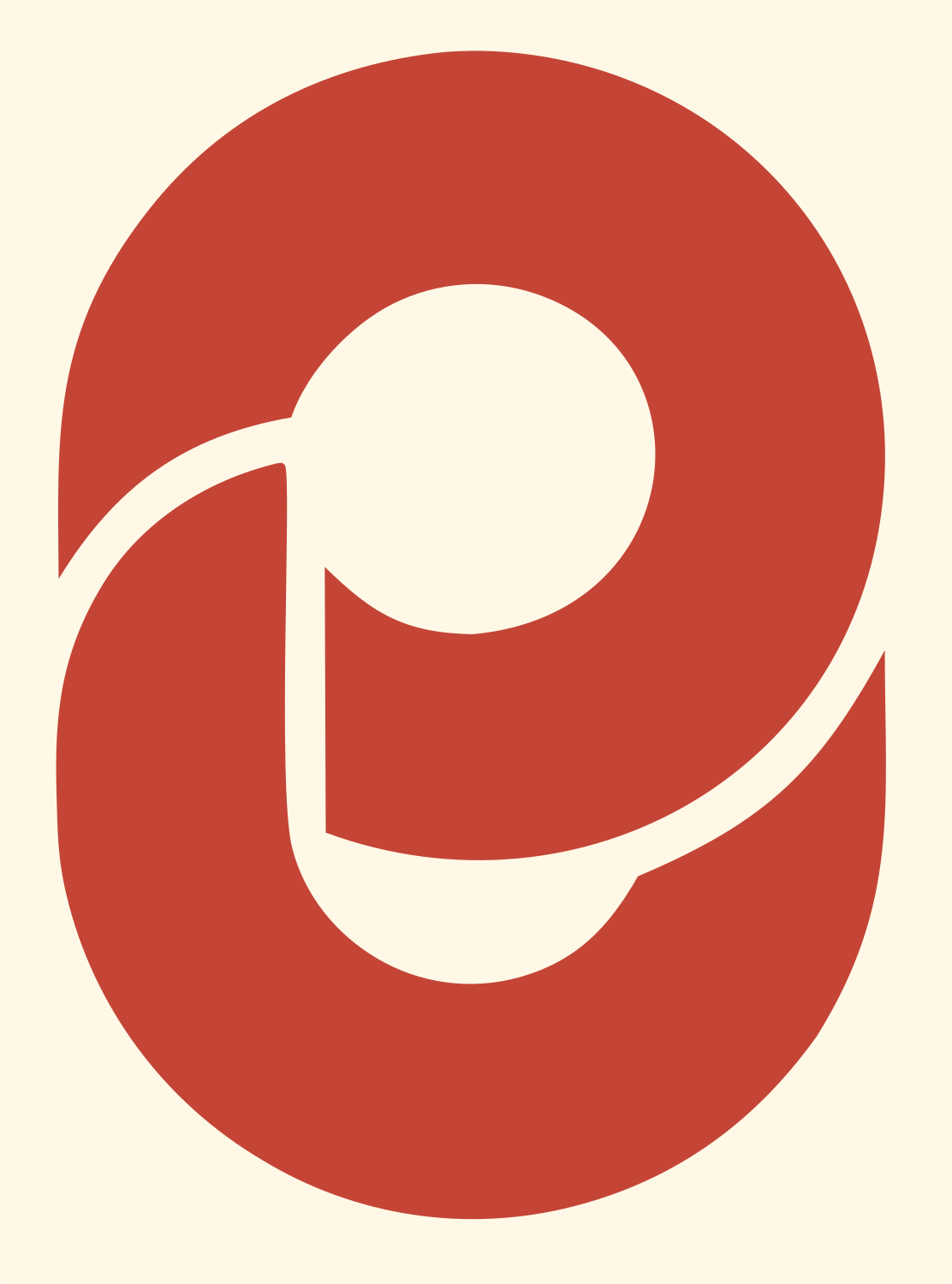 Negative Space Magnifier Oval Icon #fff8e7/#c44536