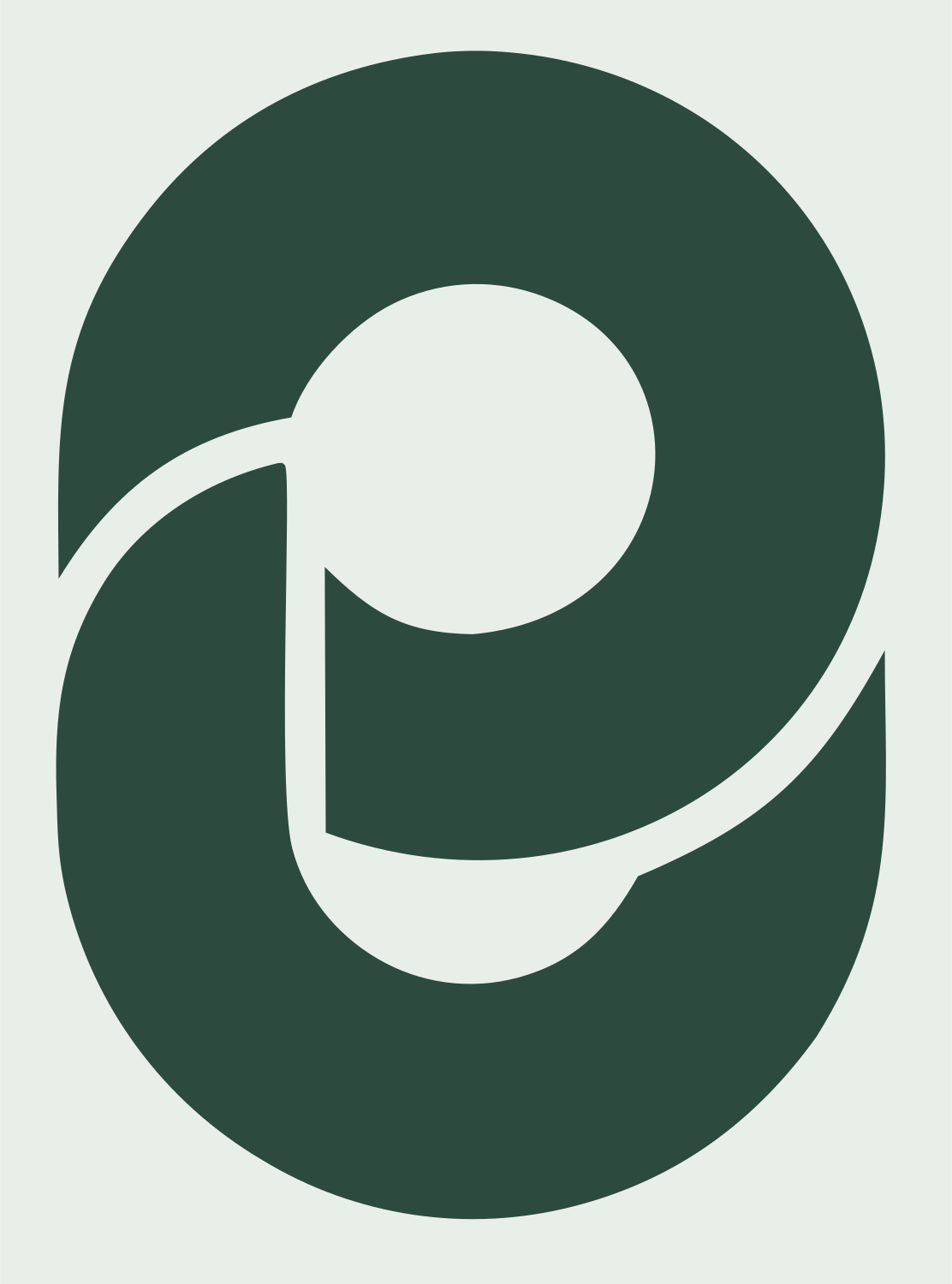 Negative Space Magnifier Oval Icon #e8efe9/#2d4a3e