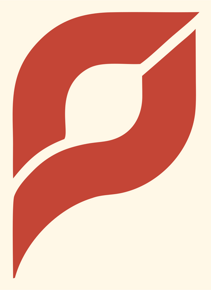 Split Leaf Loupe Mark #fff8e7/#c44536