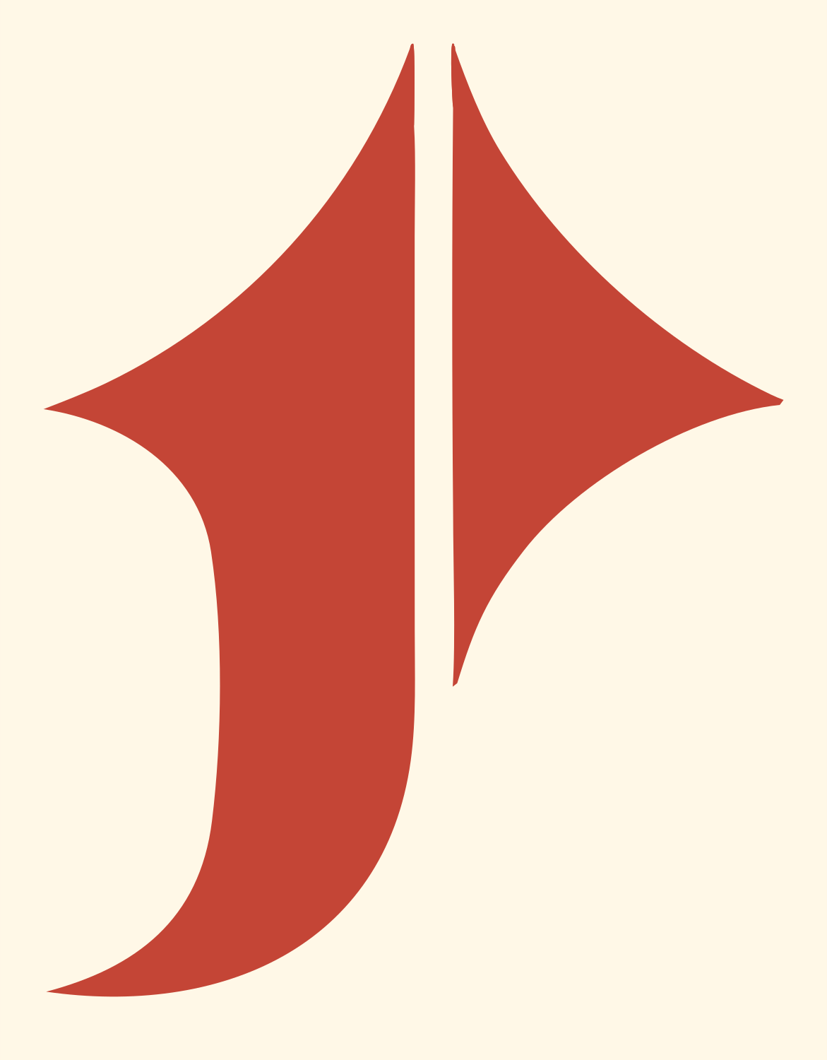 Letter J Star Mark #fff8e7/#c44536