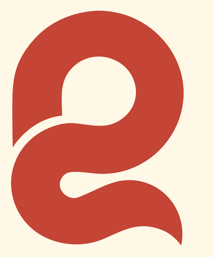 Curved Letter E Loupe Mark #fff8e7/#c44536