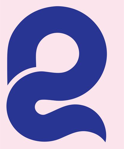 Curved Letter E Loupe Mark #fce4ec/#283593