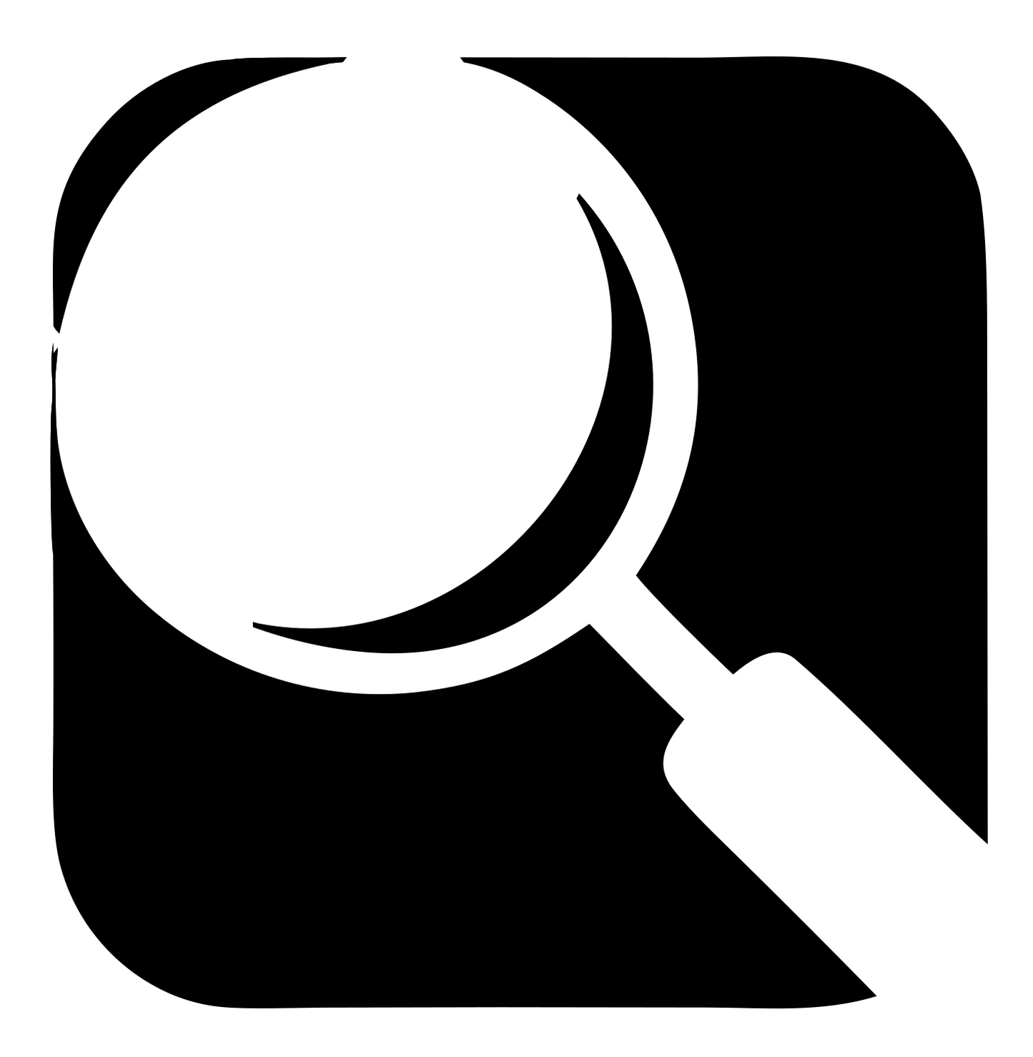 Negative Space Magnifier Badge #ffffff/#000000