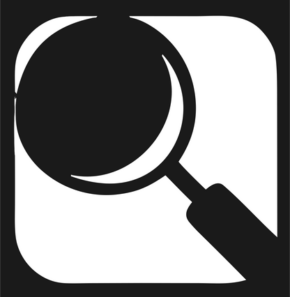 Negative Space Magnifier Badge #1a1a1a/#ffffff