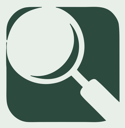 Negative Space Magnifier Badge #e8efe9/#2d4a3e