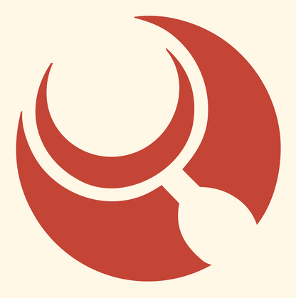 Crescent Moon Loupe Mark #fff8e7/#c44536