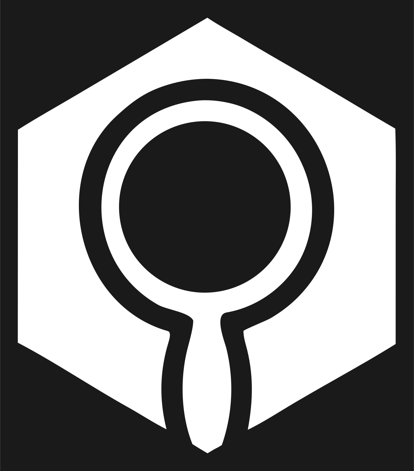 Hexagon Magnifying Glass Badge #1a1a1a/#ffffff