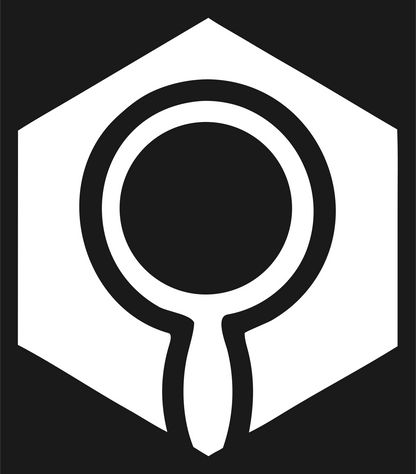 Hexagon Magnifying Glass Badge #1a1a1a/#ffffff