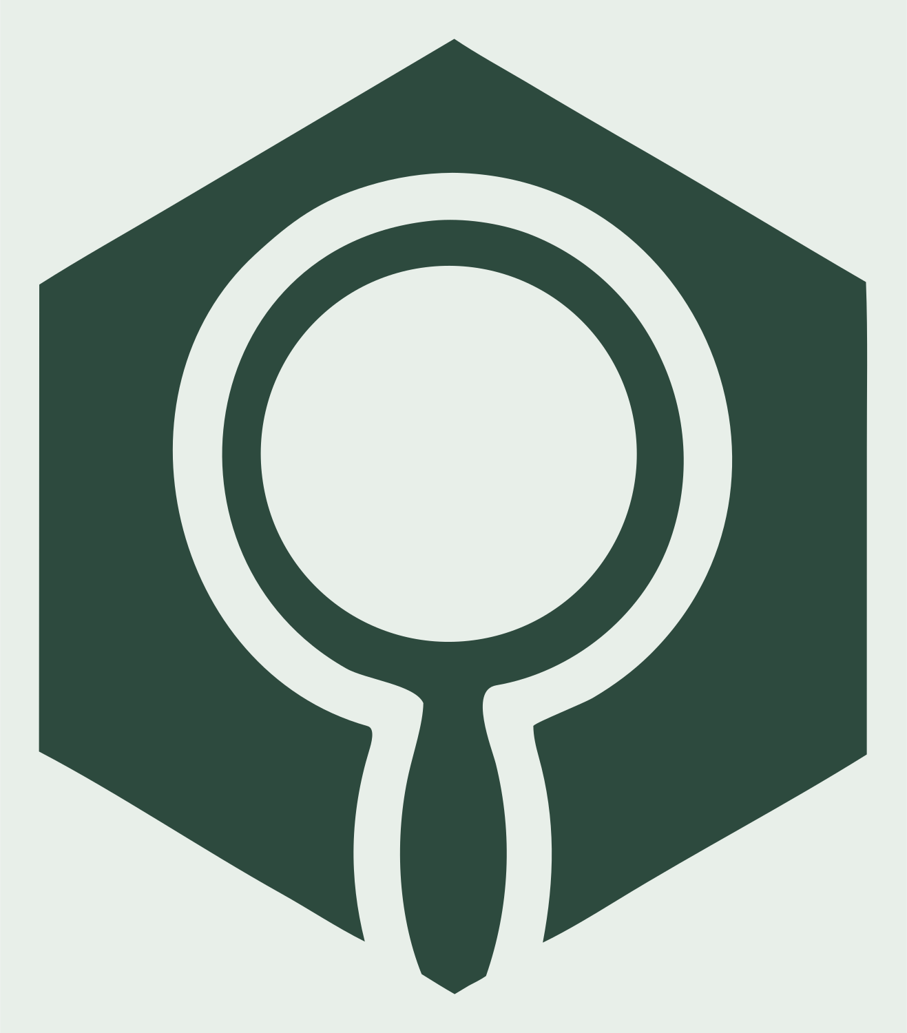 Hexagon Magnifying Glass Badge #e8efe9/#2d4a3e