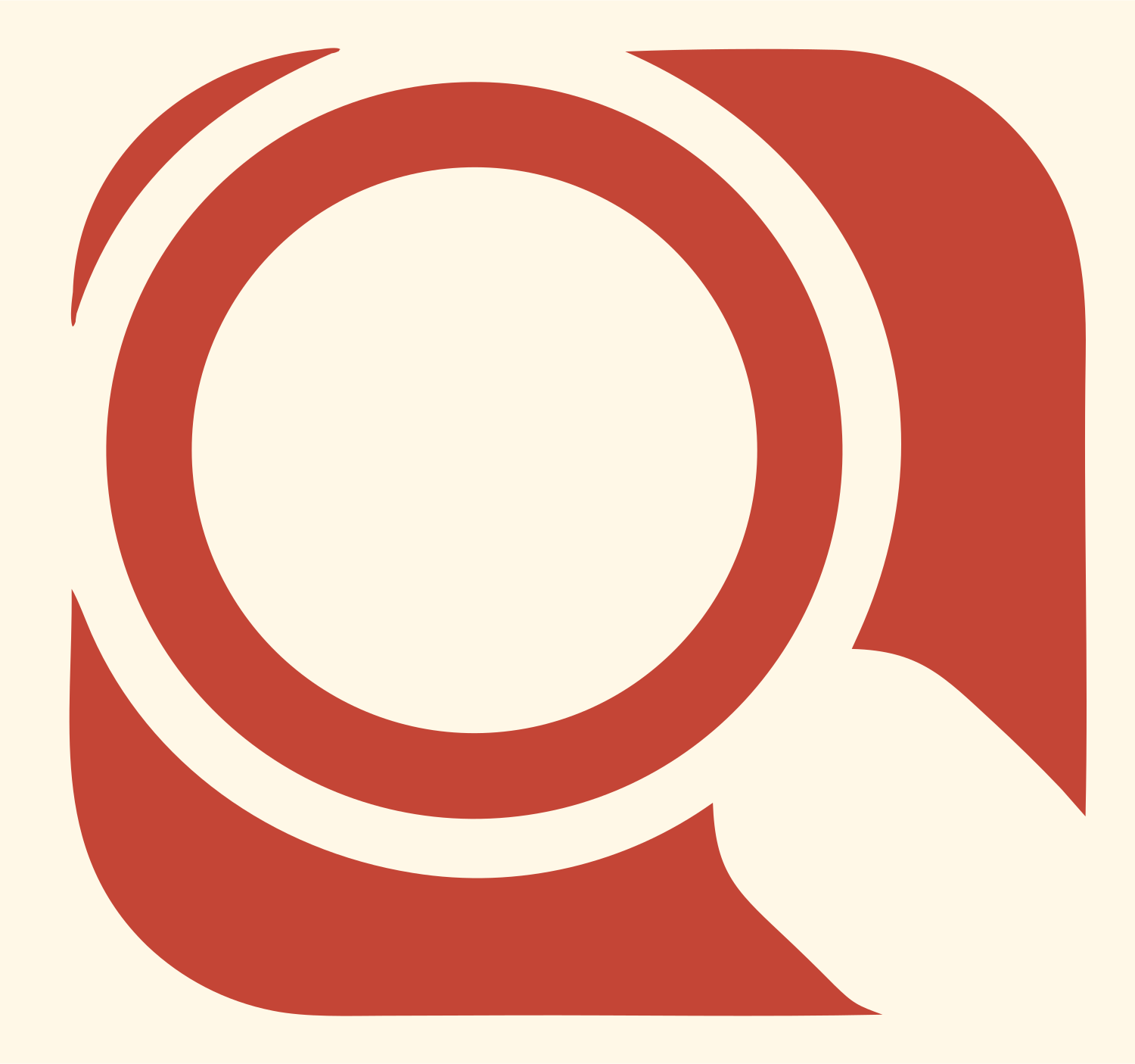 Negative Space Search Mark #fff8e7/#c44536