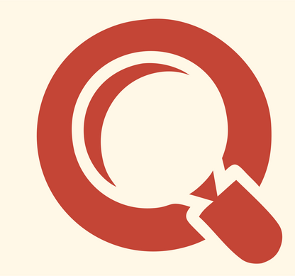 Negative Space Search Loupe Badge #fff8e7/#c44536