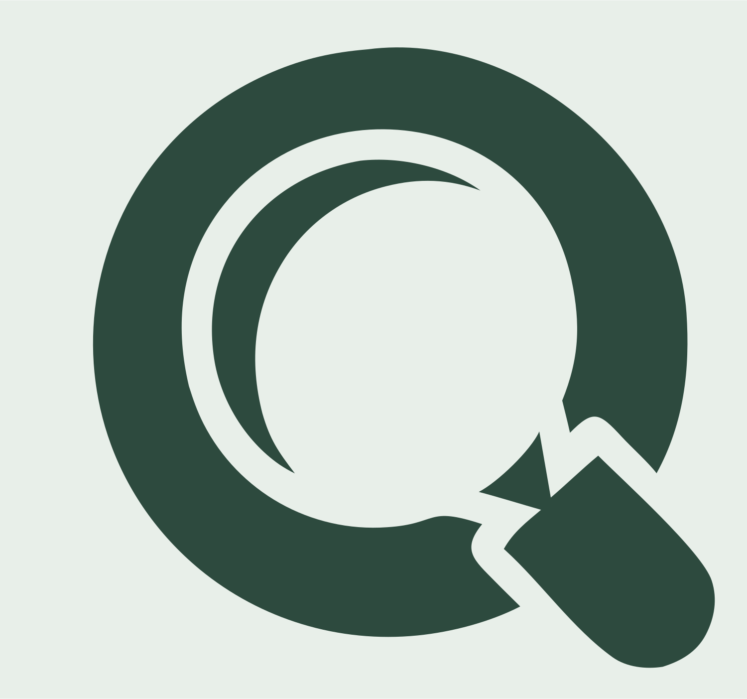 Negative Space Search Loupe Badge #e8efe9/#2d4a3e