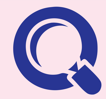 Negative Space Search Loupe Badge #fce4ec/#283593