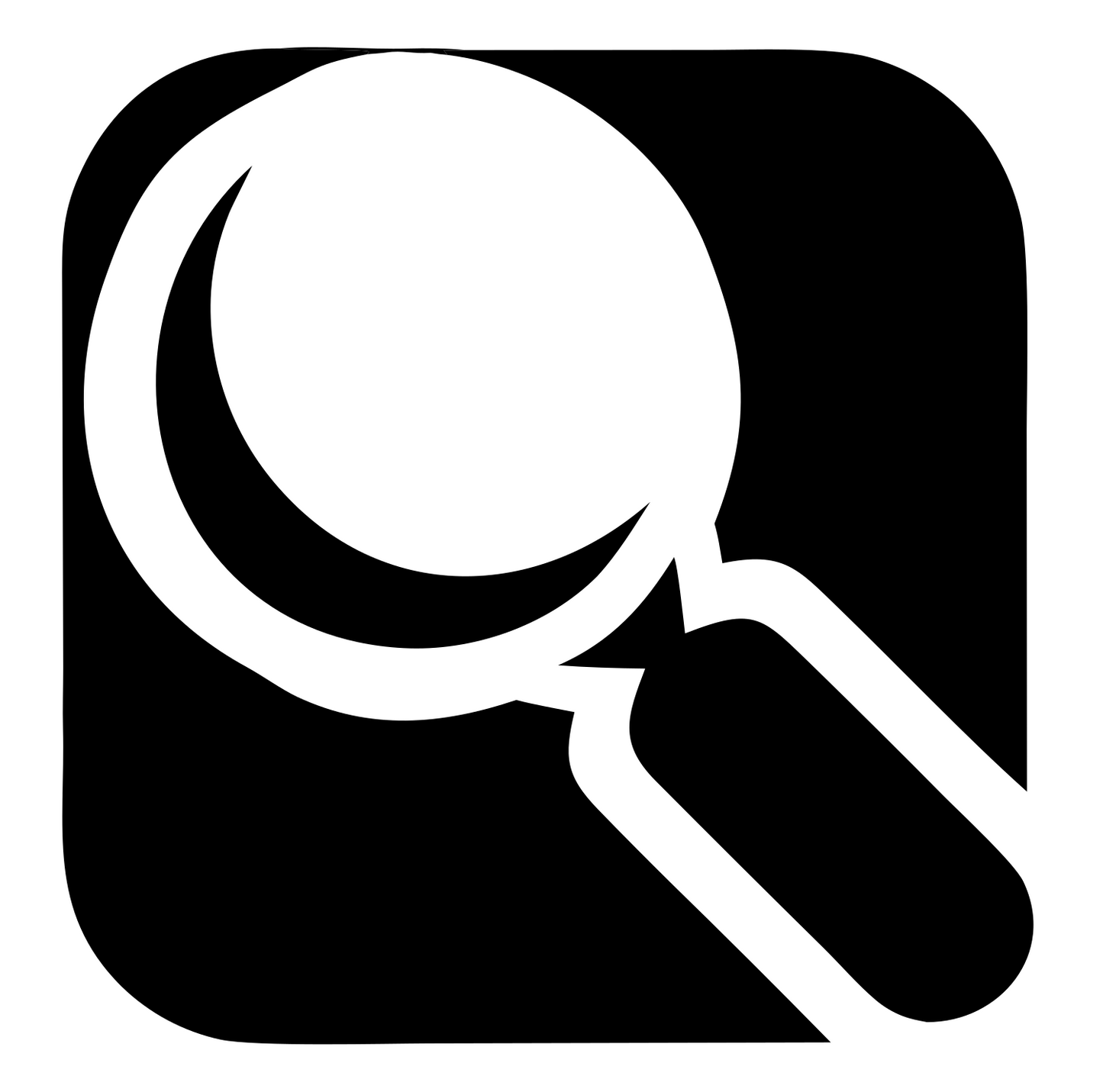 Rounded Square Magnifier Badge #ffffff/#000000