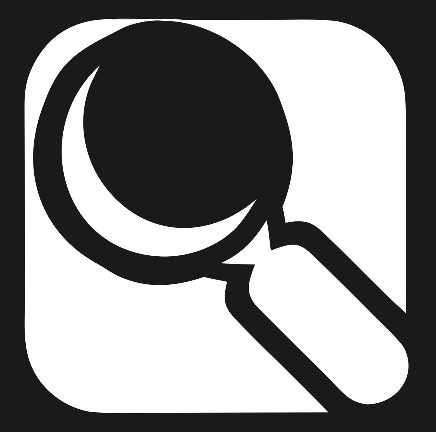Rounded Square Magnifier Badge #1a1a1a/#ffffff