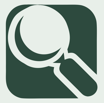 Rounded Square Magnifier Badge #e8efe9/#2d4a3e