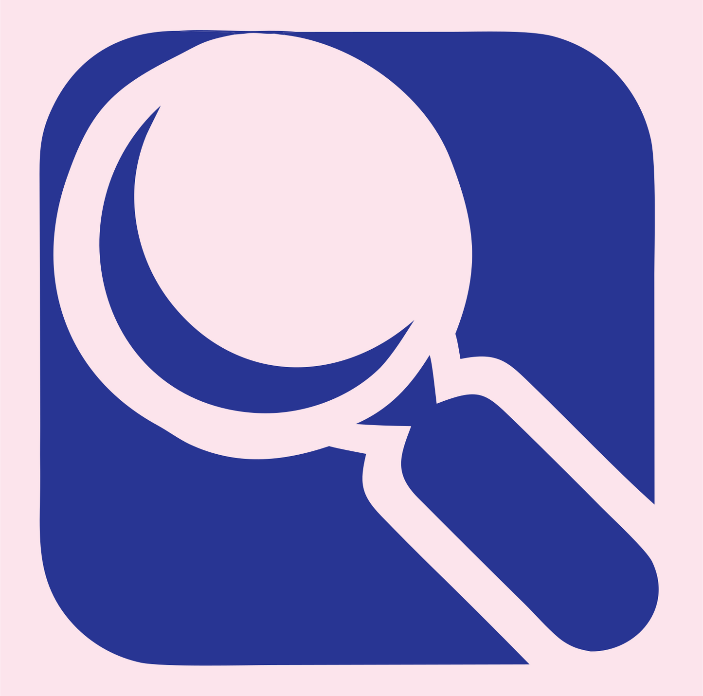 Rounded Square Magnifier Badge #fce4ec/#283593