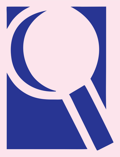 Negative Space Magnifier Rectangle Mark #fce4ec/#283593