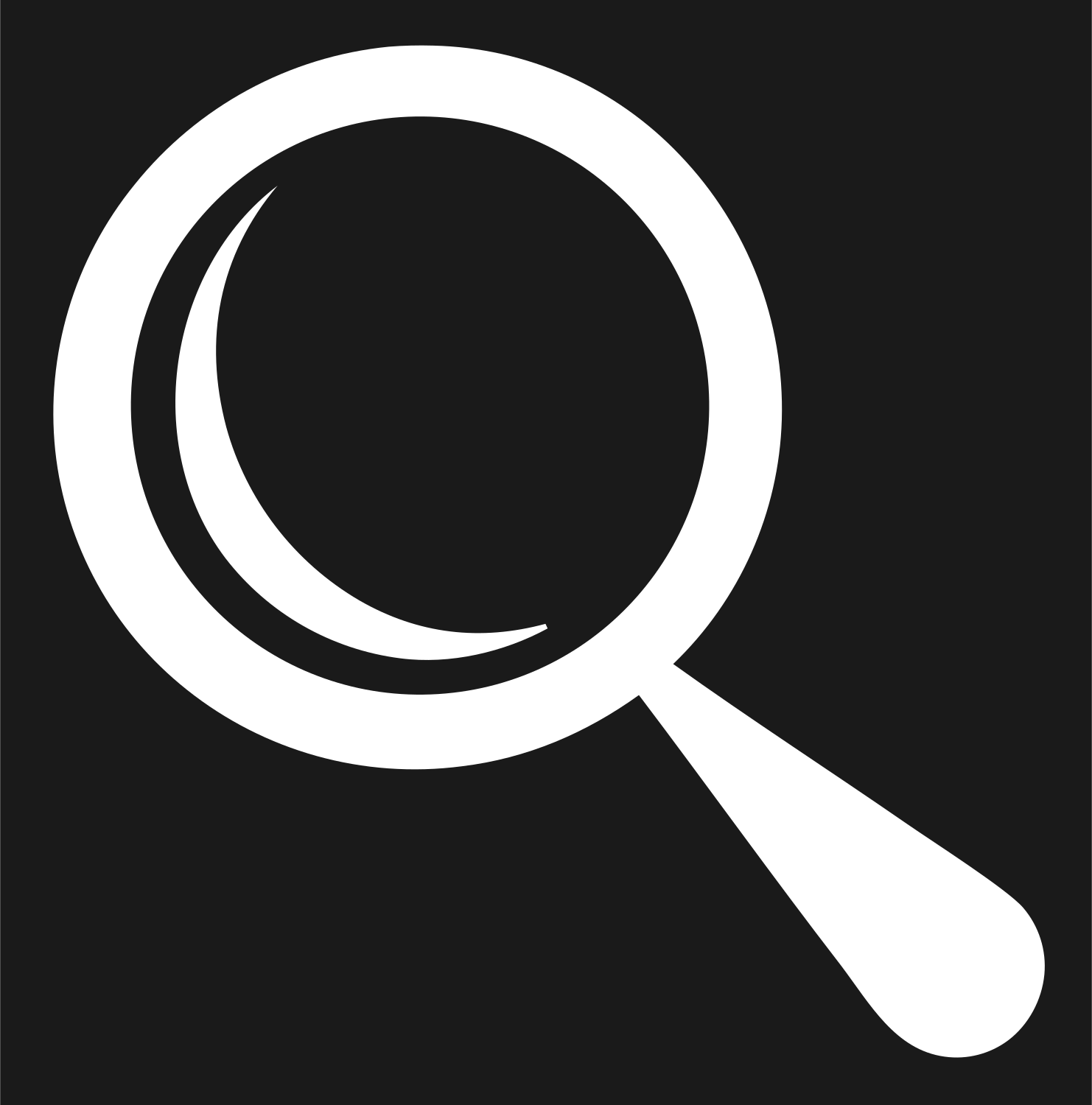 Crescent Reflection Loupe Icon #1a1a1a/#ffffff