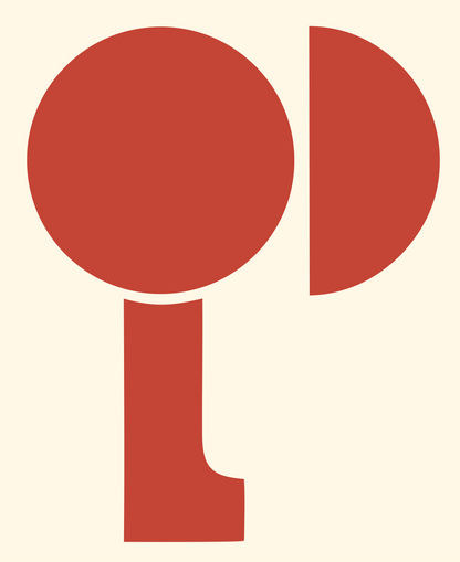 Bold Circle Stem Loupe Mark #fff8e7/#c44536