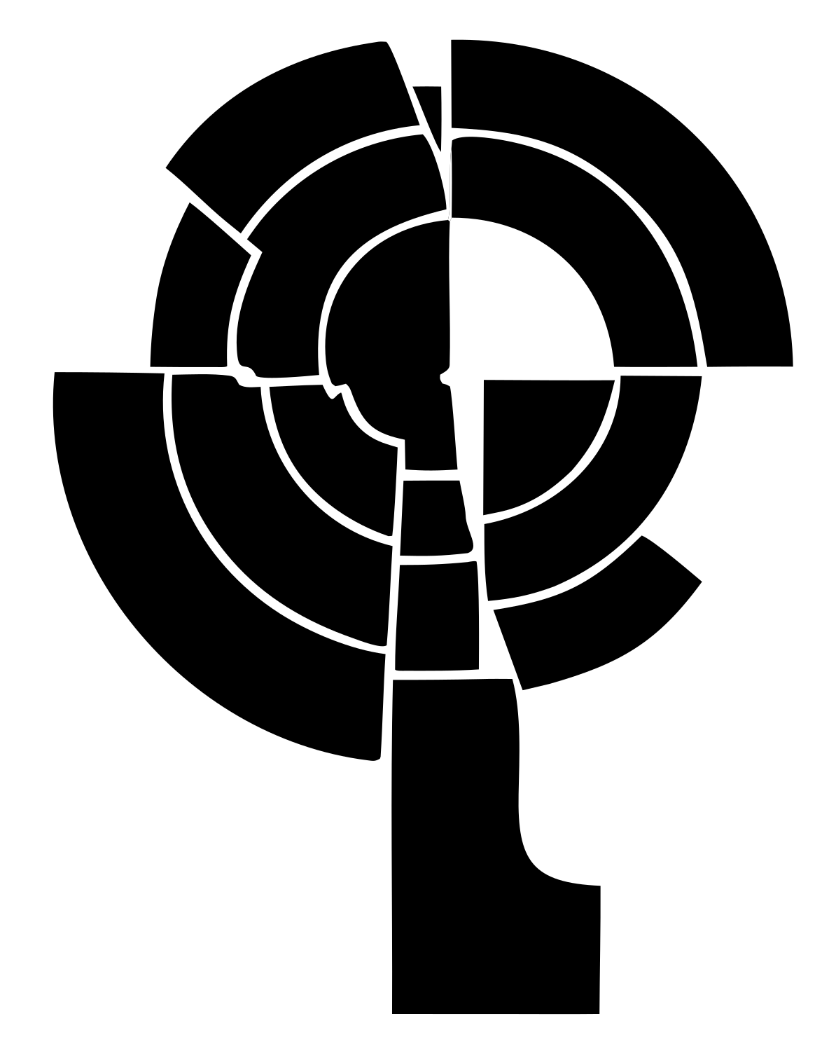 Segmented Magnifying Glass Crest #ffffff/#000000