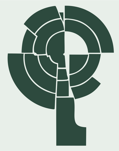 Segmented Magnifying Glass Crest #e8efe9/#2d4a3e