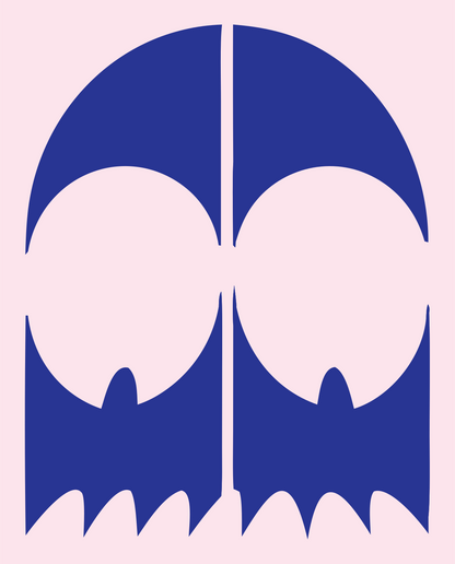 Bold Skull Geometric Badge #fce4ec/#283593