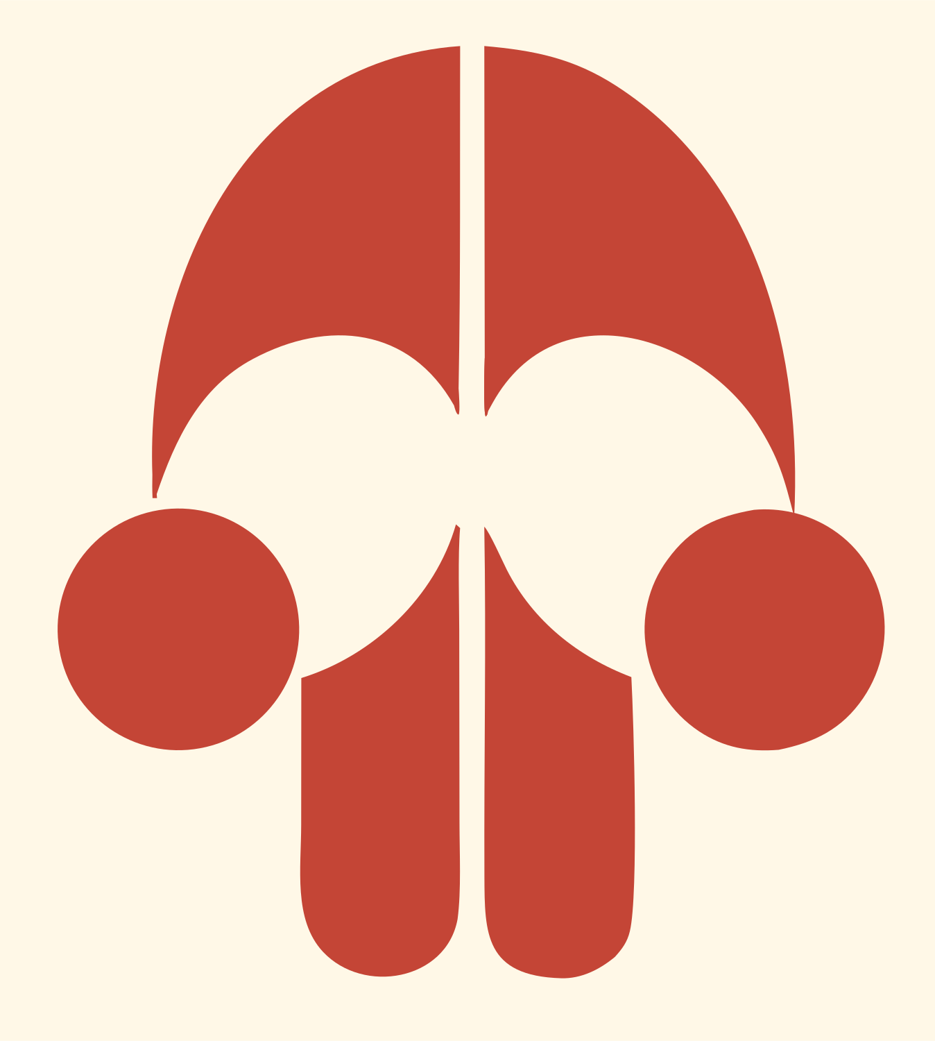 Geometric Skull Face Mark #fff8e7/#c44536