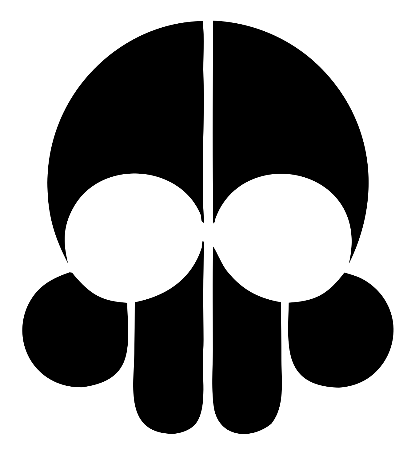 Negative Space Skull Icon #ffffff/#000000