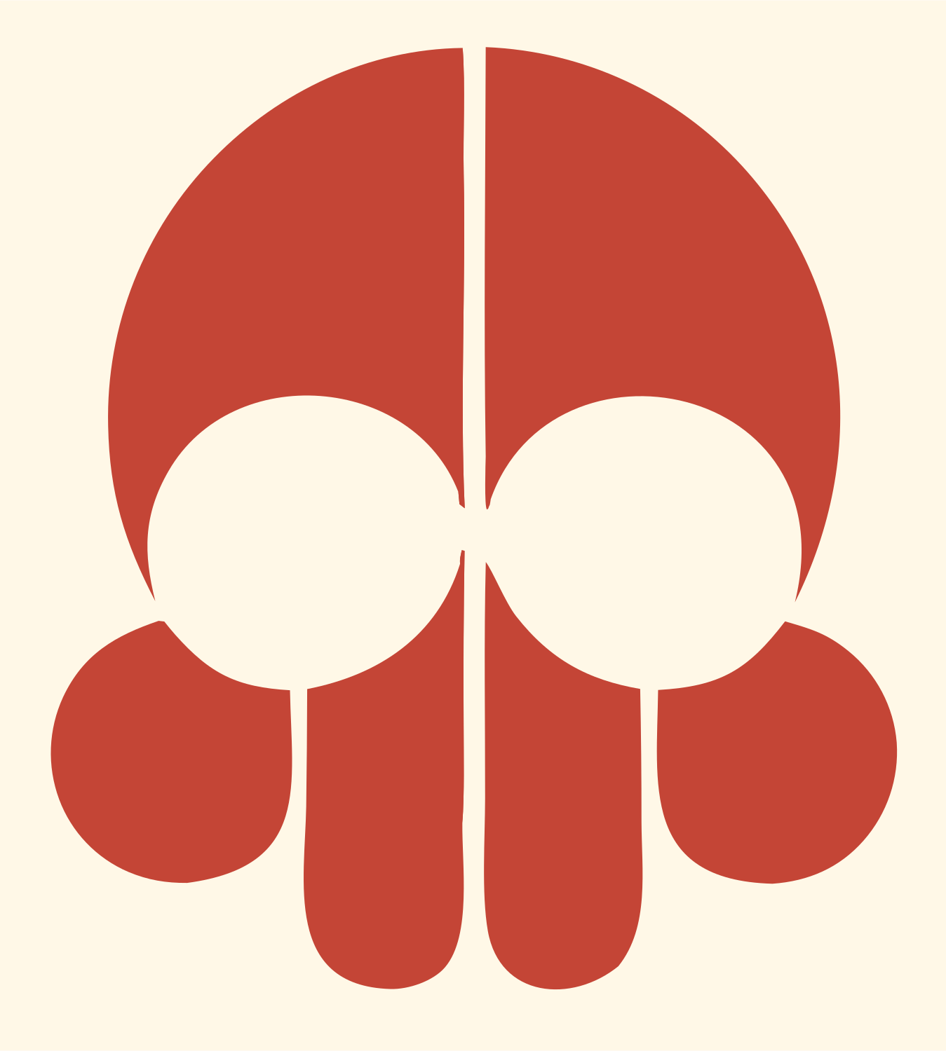 Negative Space Skull Icon #fff8e7/#c44536