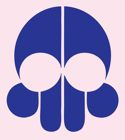 Negative Space Skull Icon #fce4ec/#283593