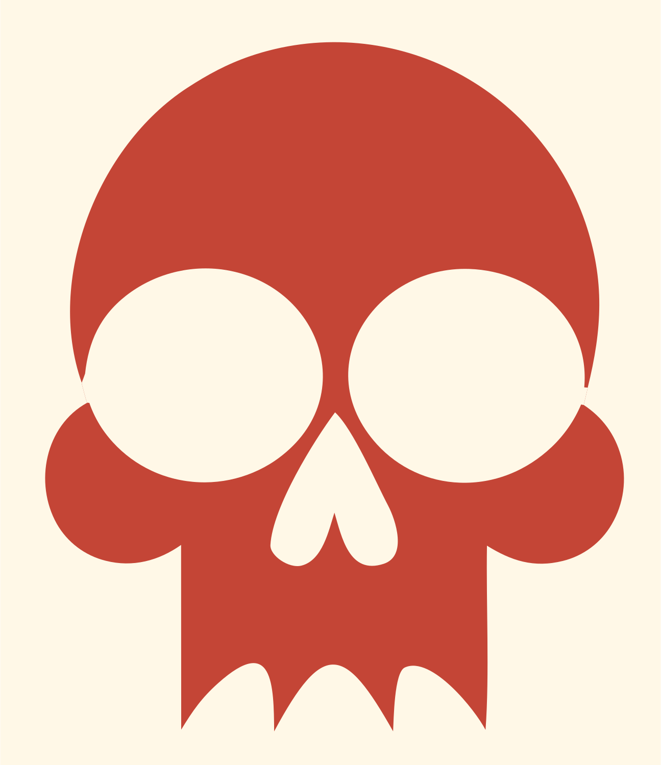 Bold Skull Cartoon Emblem #fff8e7/#c44536