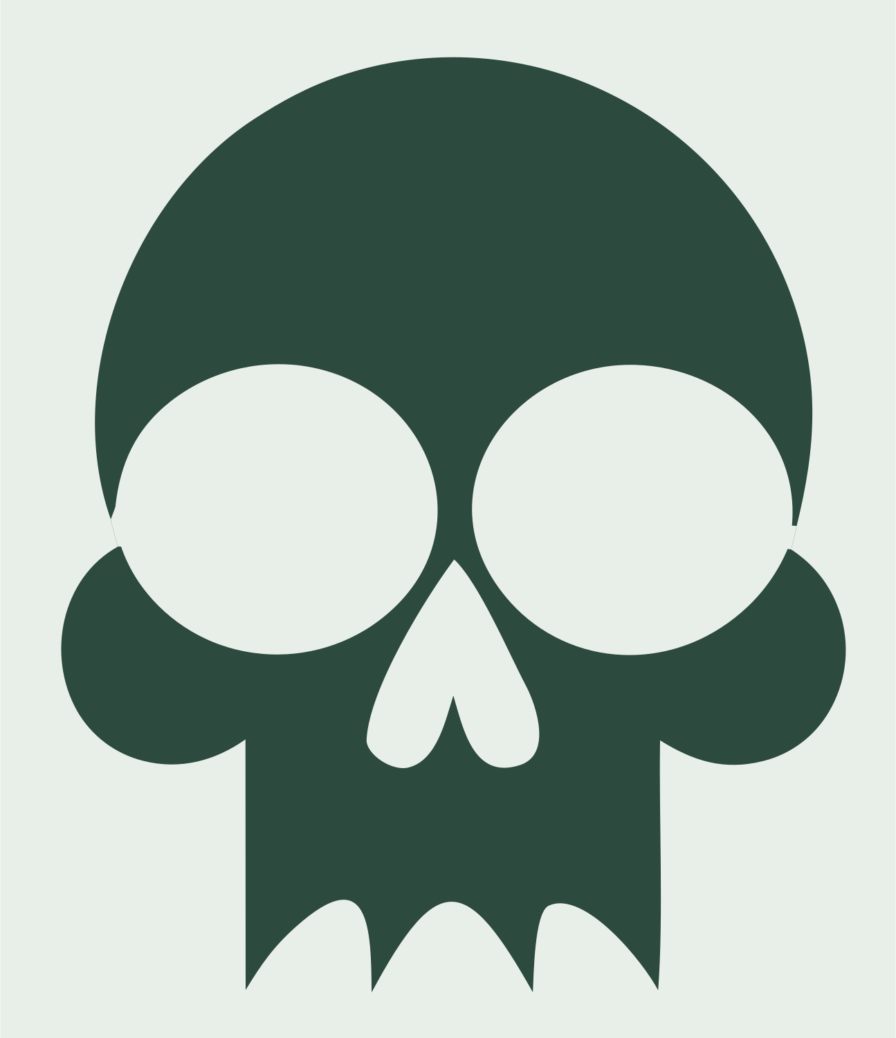 Bold Skull Cartoon Emblem #e8efe9/#2d4a3e