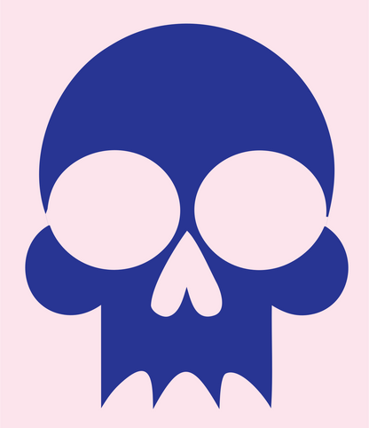 Bold Skull Cartoon Emblem #fce4ec/#283593