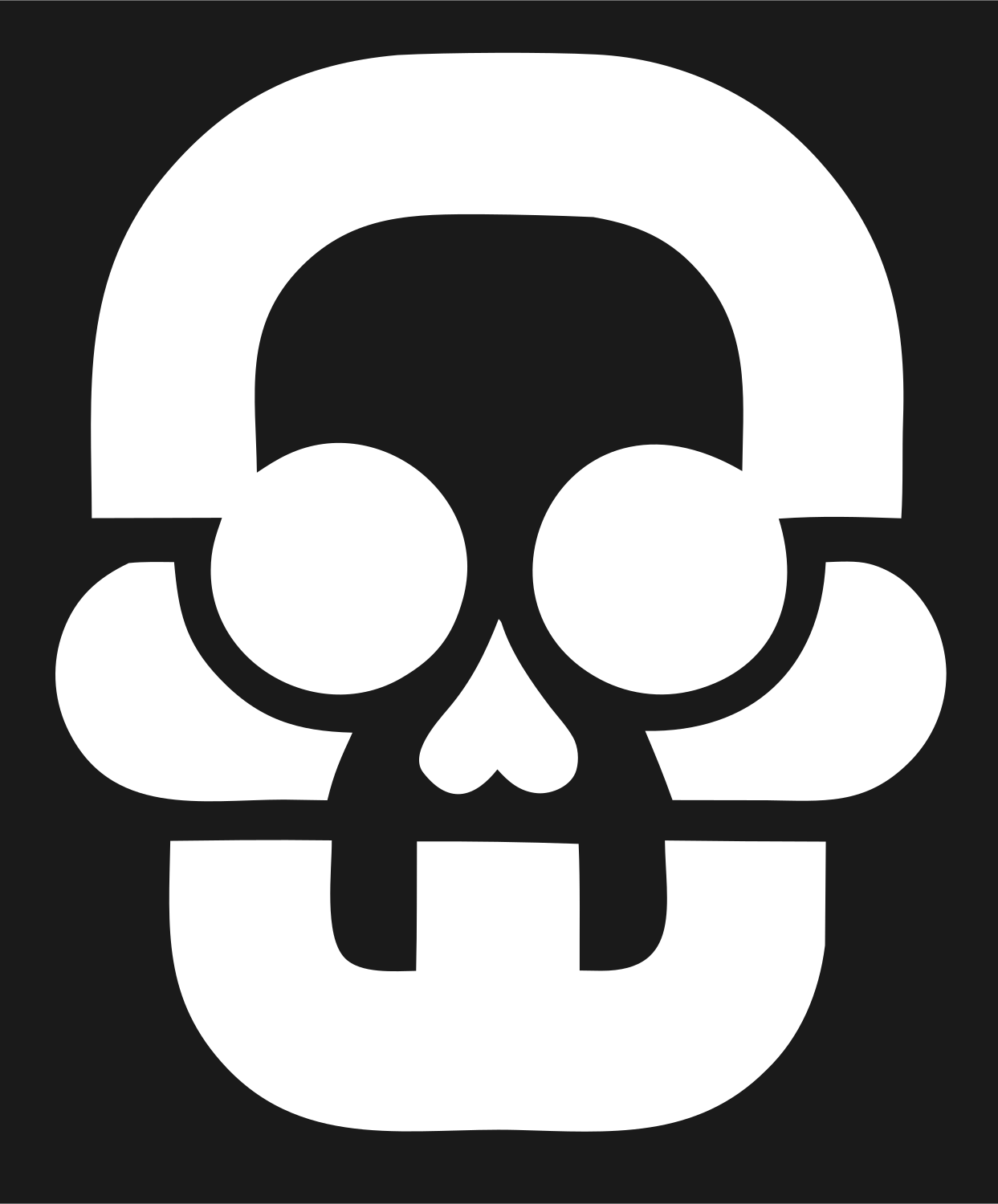 Blocky Skull Rounded Badge #1a1a1a/#ffffff