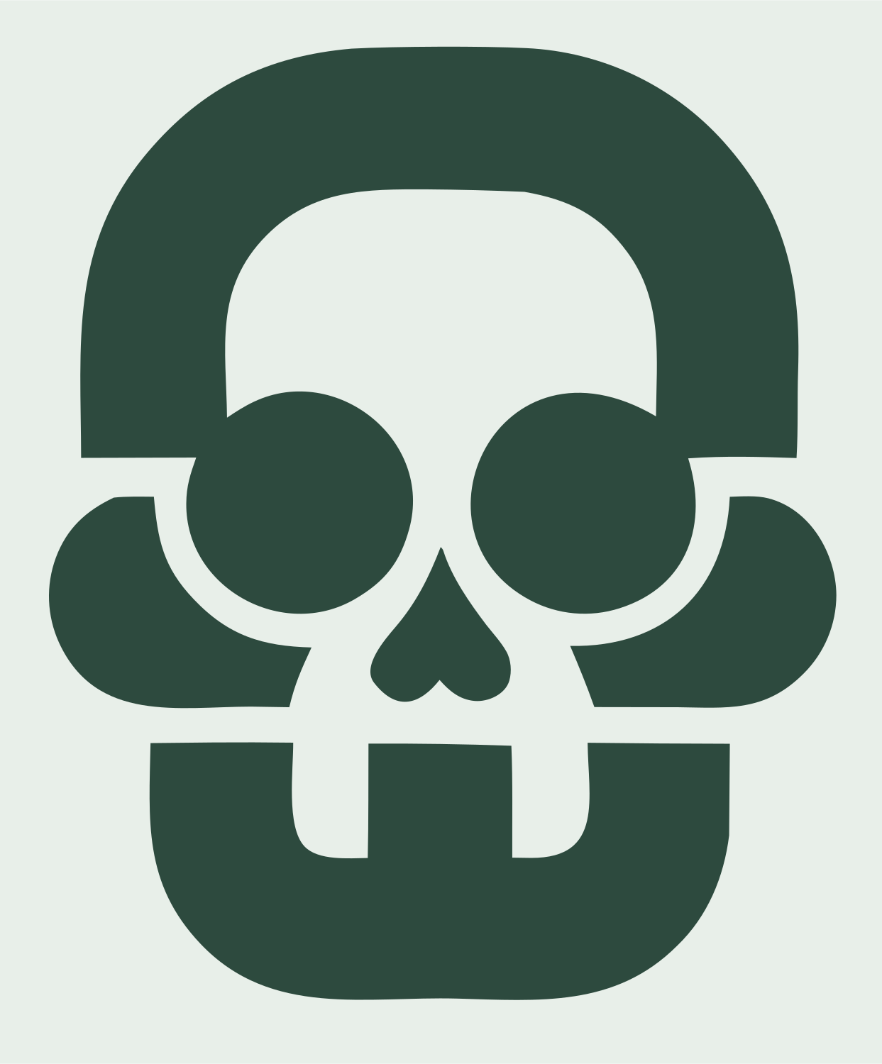 Blocky Skull Rounded Badge #e8efe9/#2d4a3e
