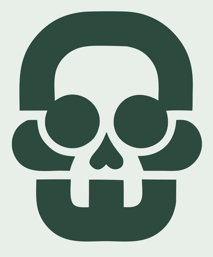 Blocky Skull Rounded Badge #e8efe9/#2d4a3e