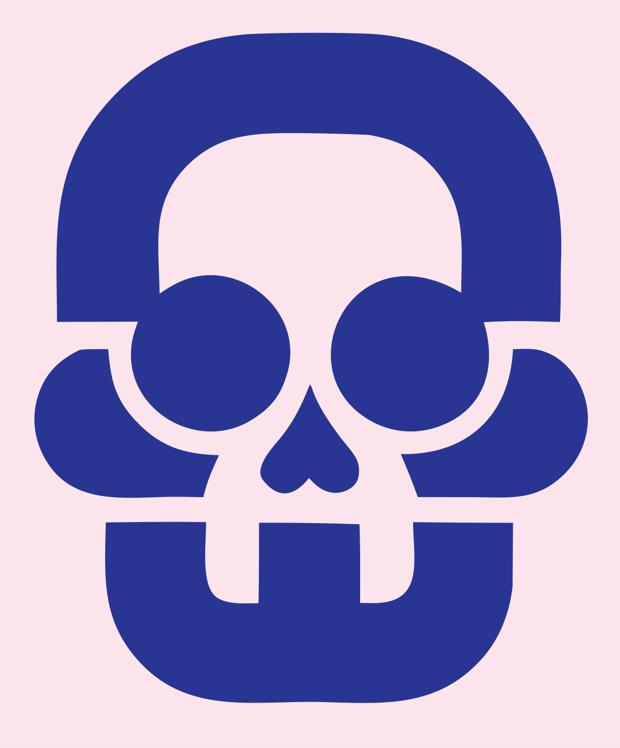 Blocky Skull Rounded Badge #fce4ec/#283593