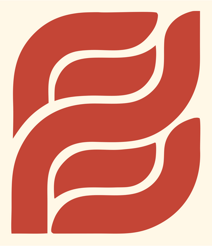 Bold Double Leaf Mark #fff8e7/#c44536