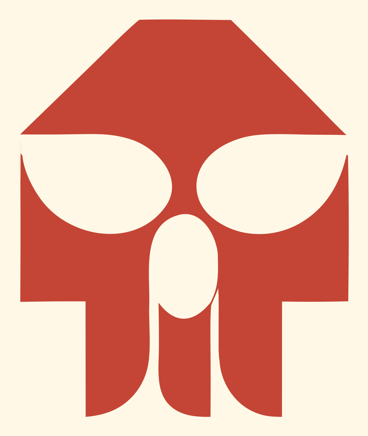 Bold Helmet Skull Crest #fff8e7/#c44536